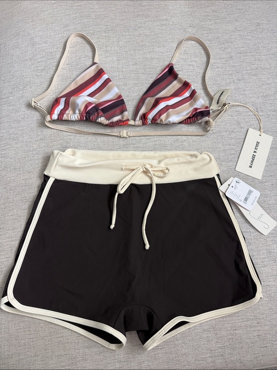Free People Other - Seea Free People Striped Triangle Bikini Top and Brown Swim Shorts Set